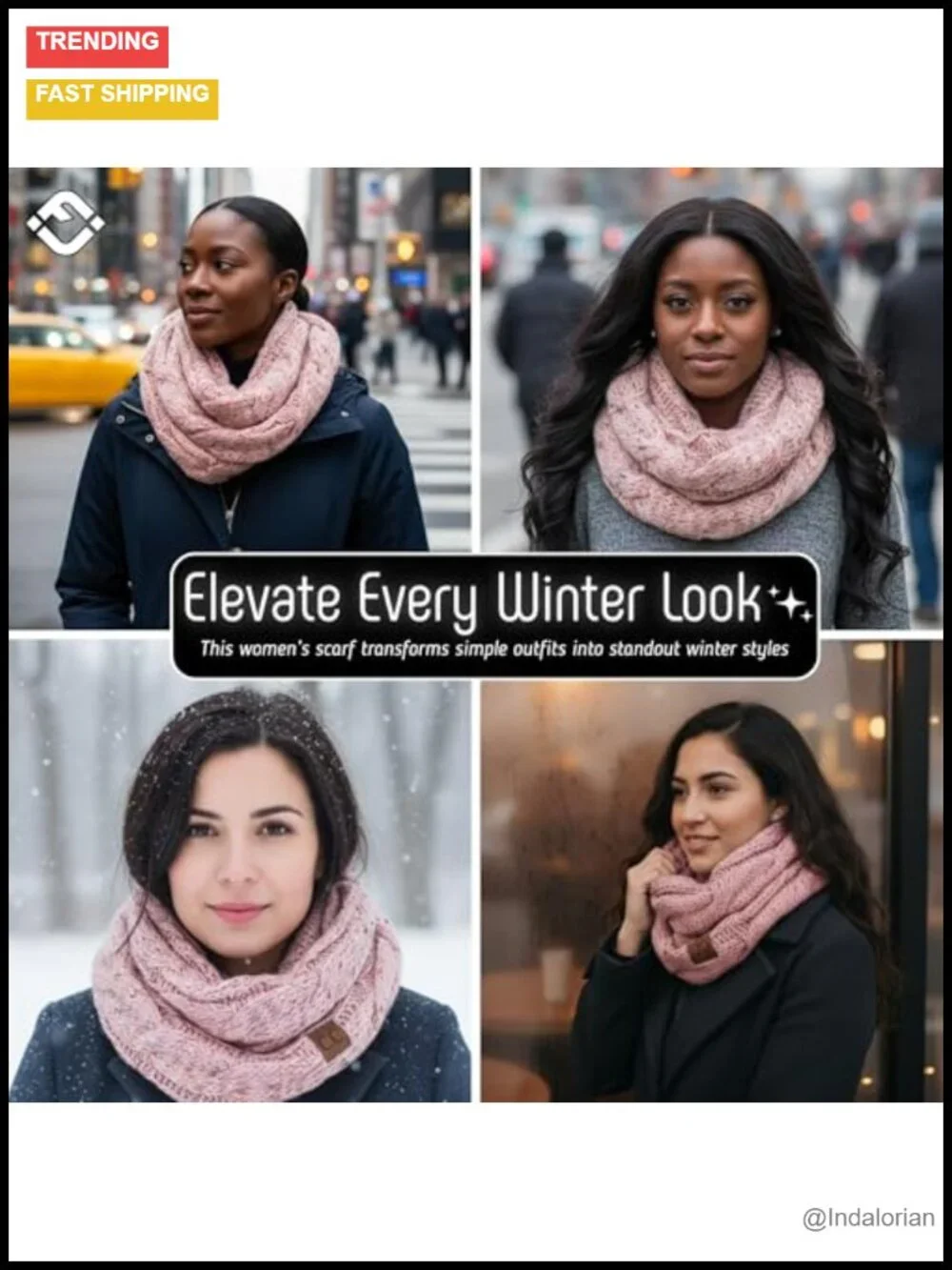 Chunky Knit Infinity Scarf for Women – Oversized Winter Wrap, Acrylic